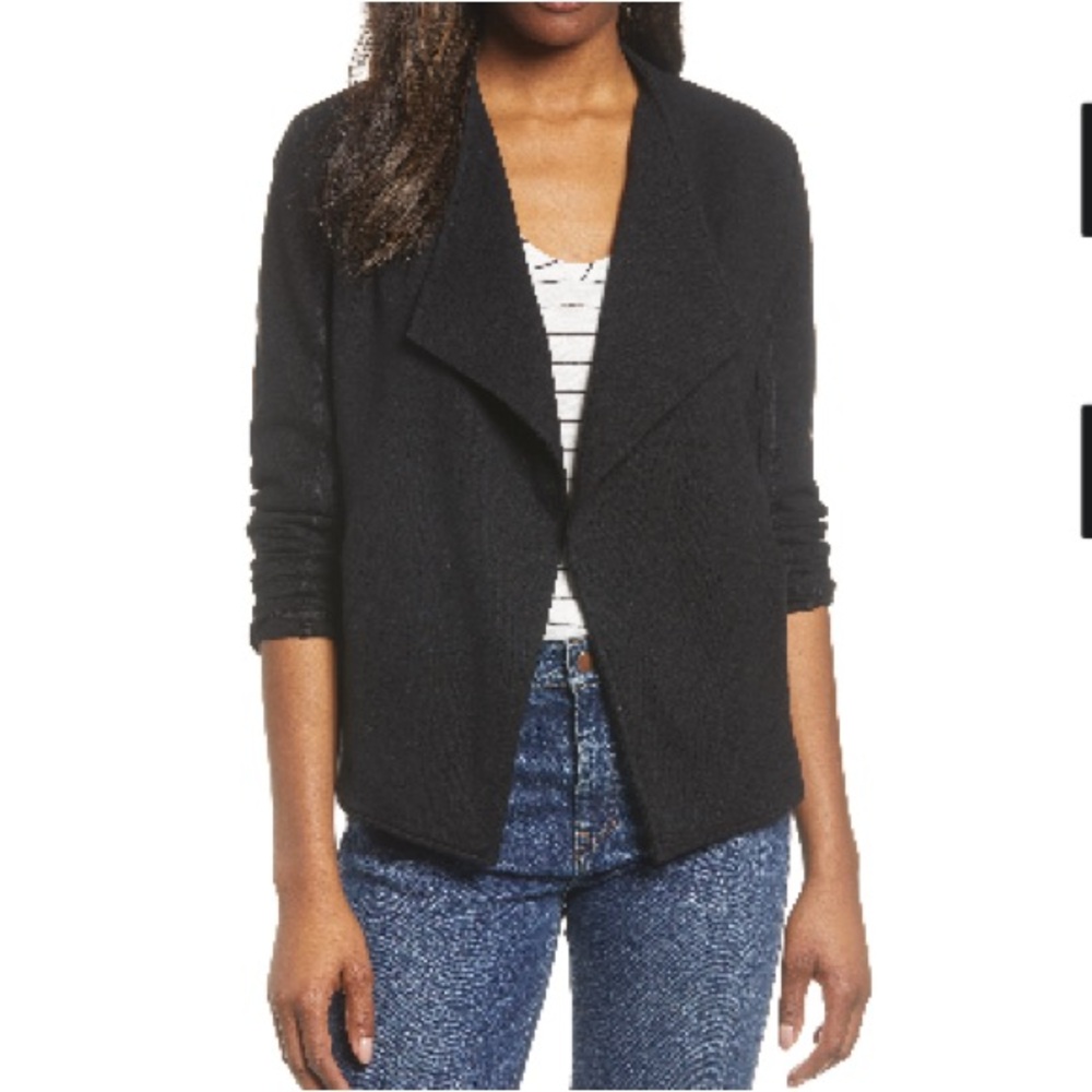 Caslon Drape Collar Knit Blazer Black Size L